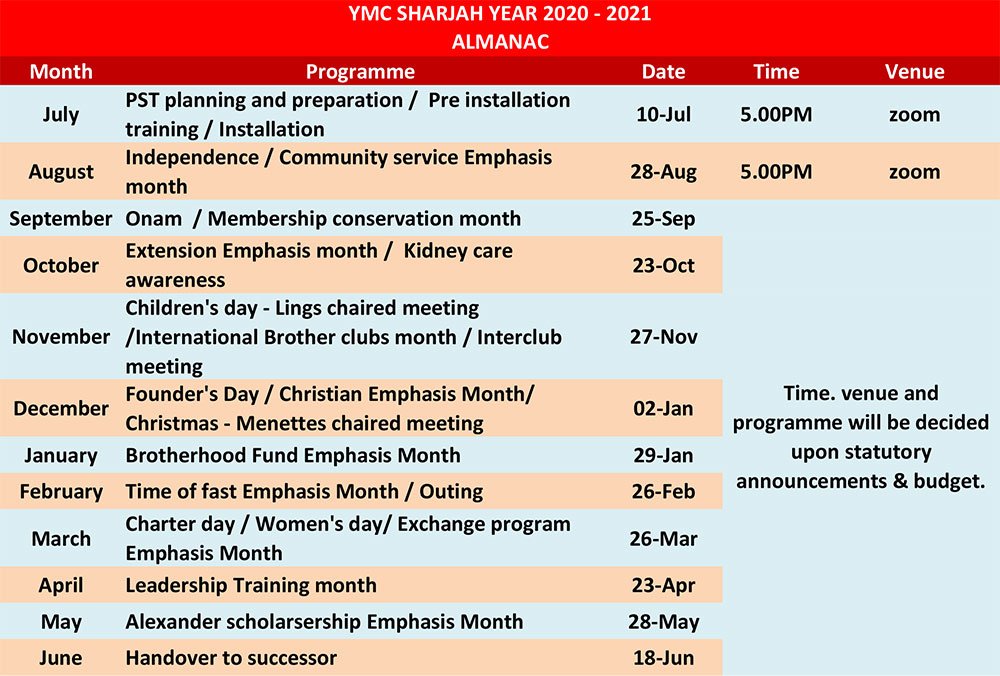 Program Calendar